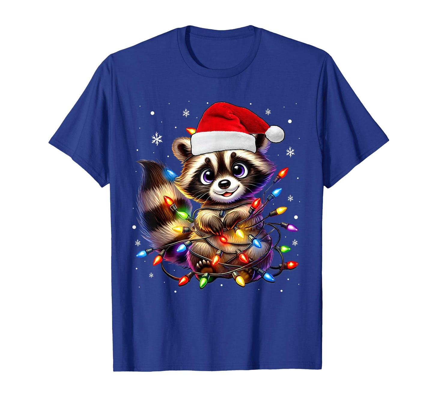 Raccoon Christmas Tree Lights Pajama Racoon Lover Xmas Pjs T-Shirt