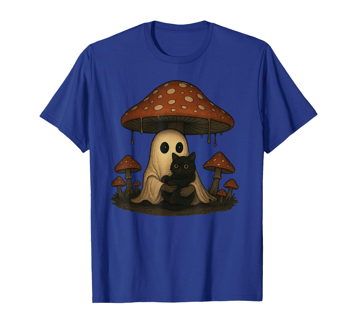 Vintage Spooky Halloween Ghost and Black Cat T-Shirt