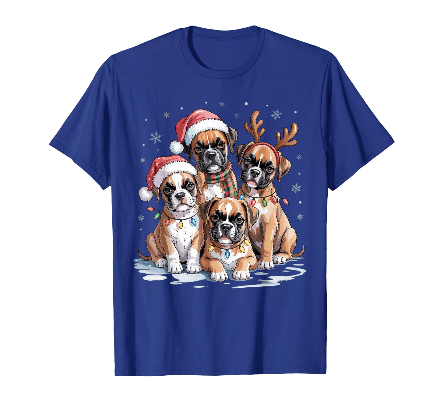 Cute Boxer Christmas Puppies Dog Lovers Funny Holiday T-Shirt