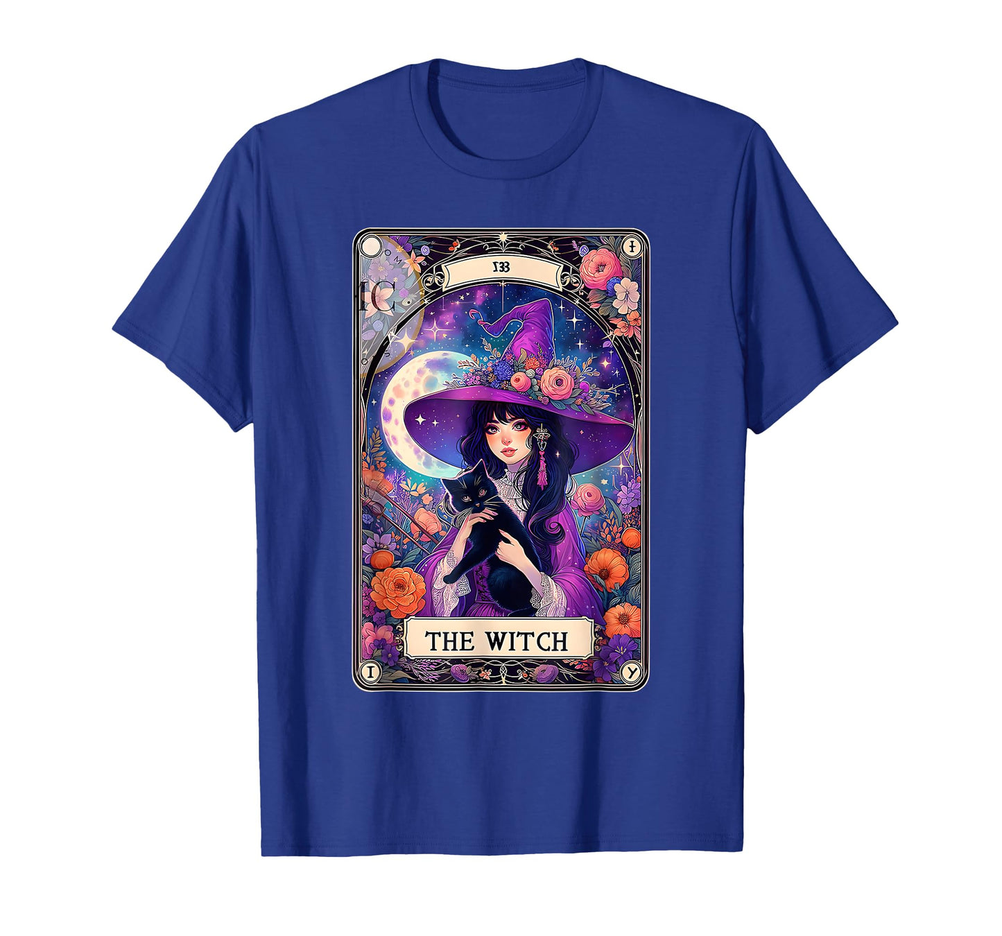 The Witch Cat Tarot Card Witch Vintage Gothic Halloween T-Shirt