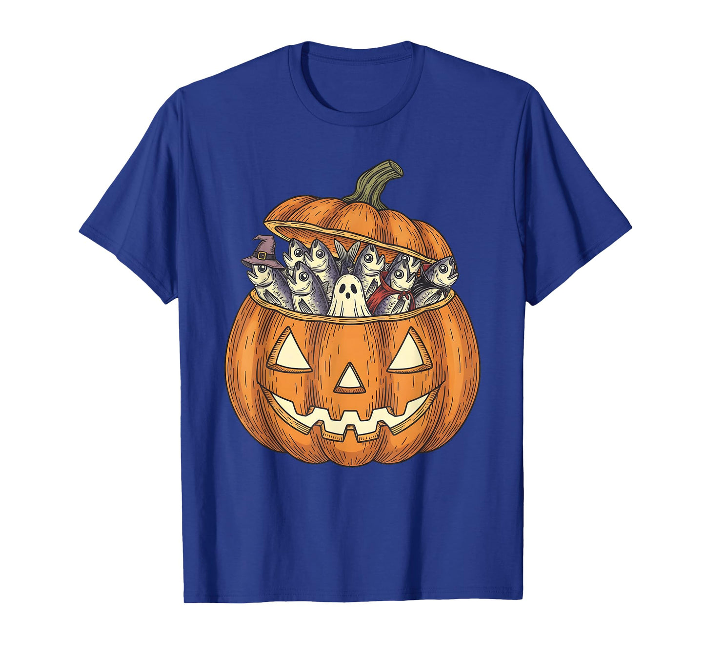 Spooky Ghost Sardine Fish Lover Pumpkin Halloween T-Shirt