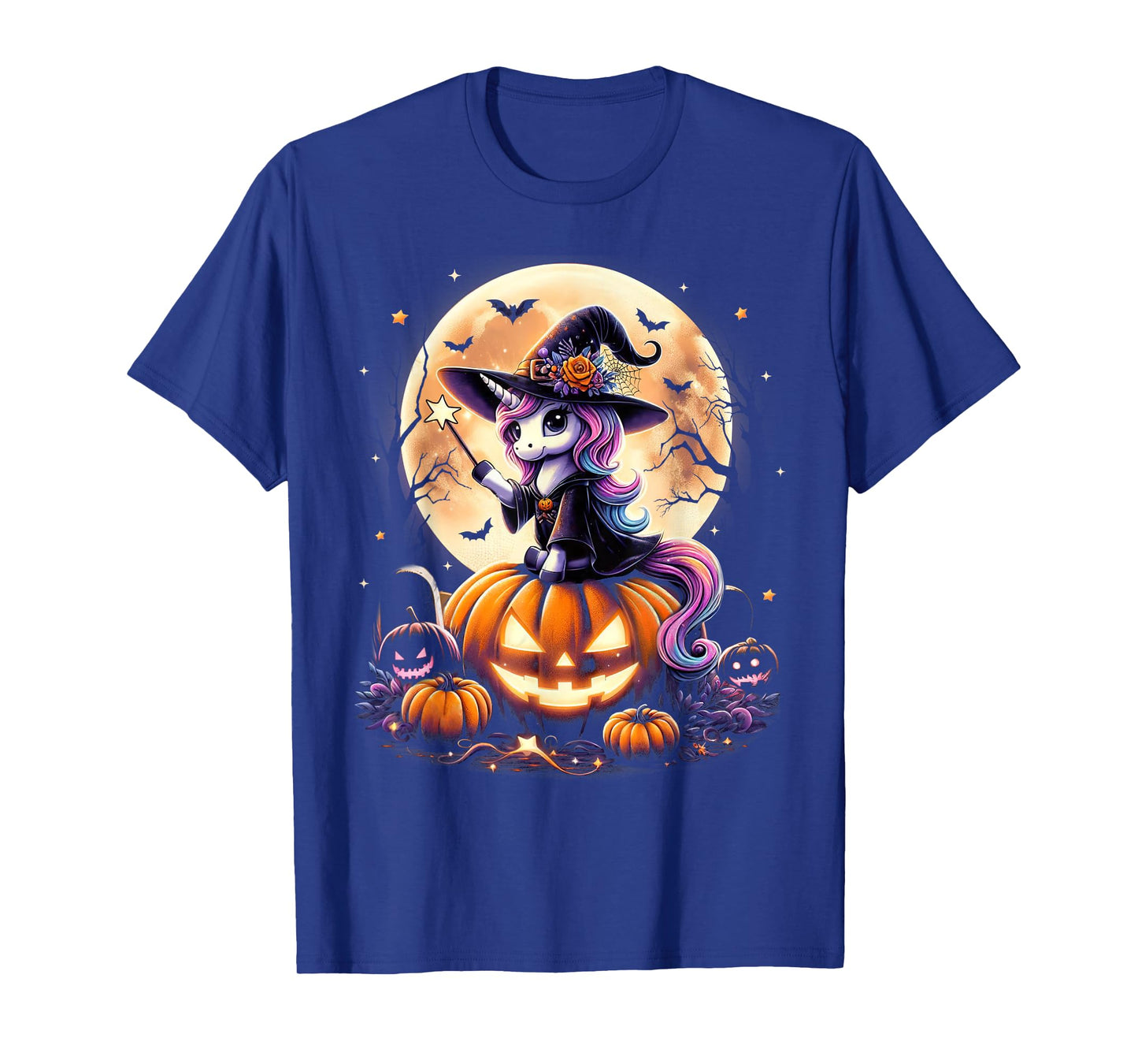 Cute Unicorn Witch Pumpkin Halloween Shirts Girls Daughter T-Shirt
