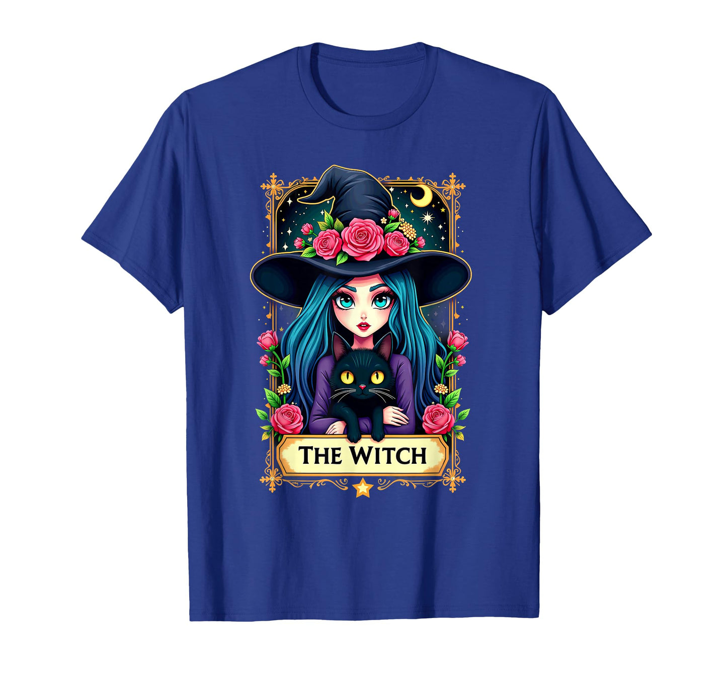 Gothic Tarot Card The Witch with Black Cat T-Shirt