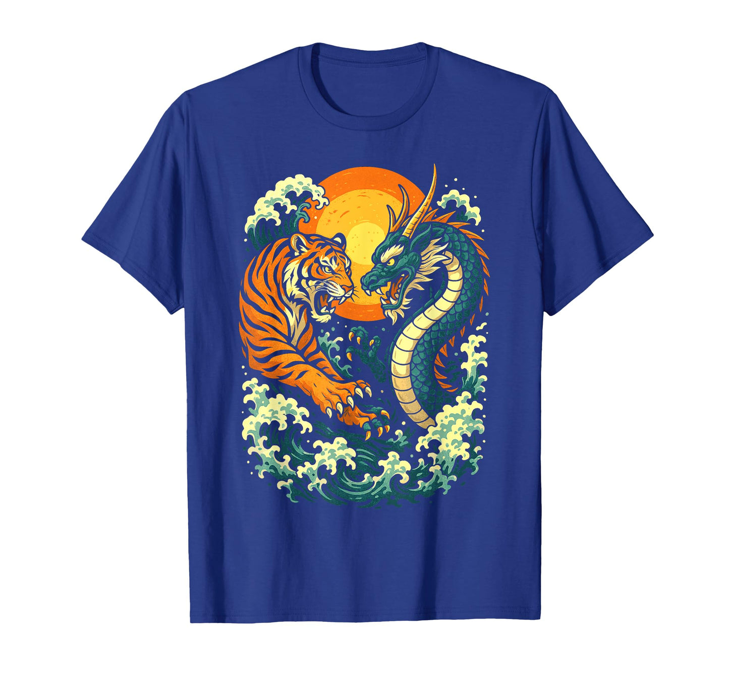 Japanese Tiger vs Dragon Vintage Art Traditional Japan Style T-Shirt