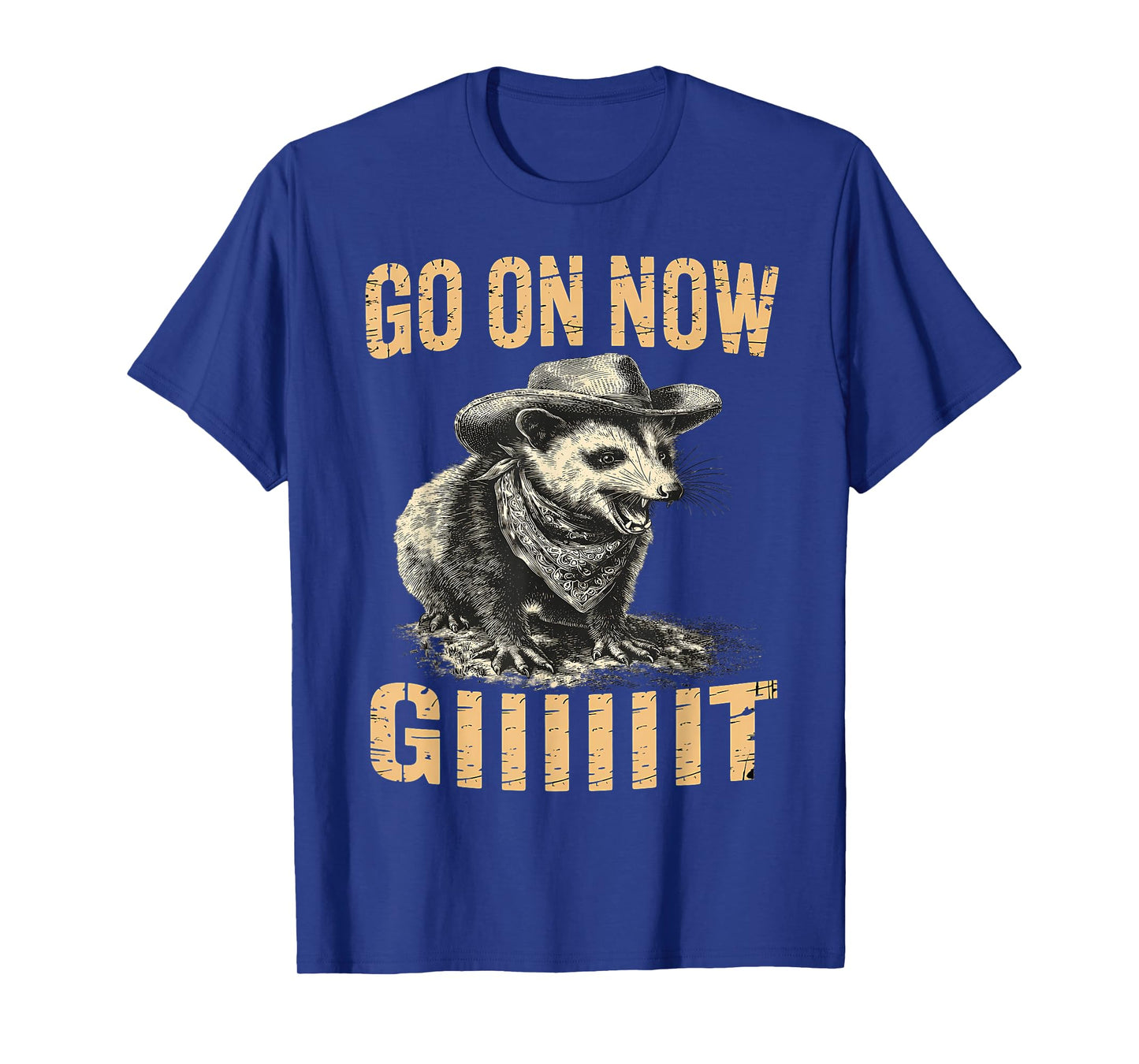 Western Country Cowboy Go On Now Git Vintage Western Opossum T-Shirt