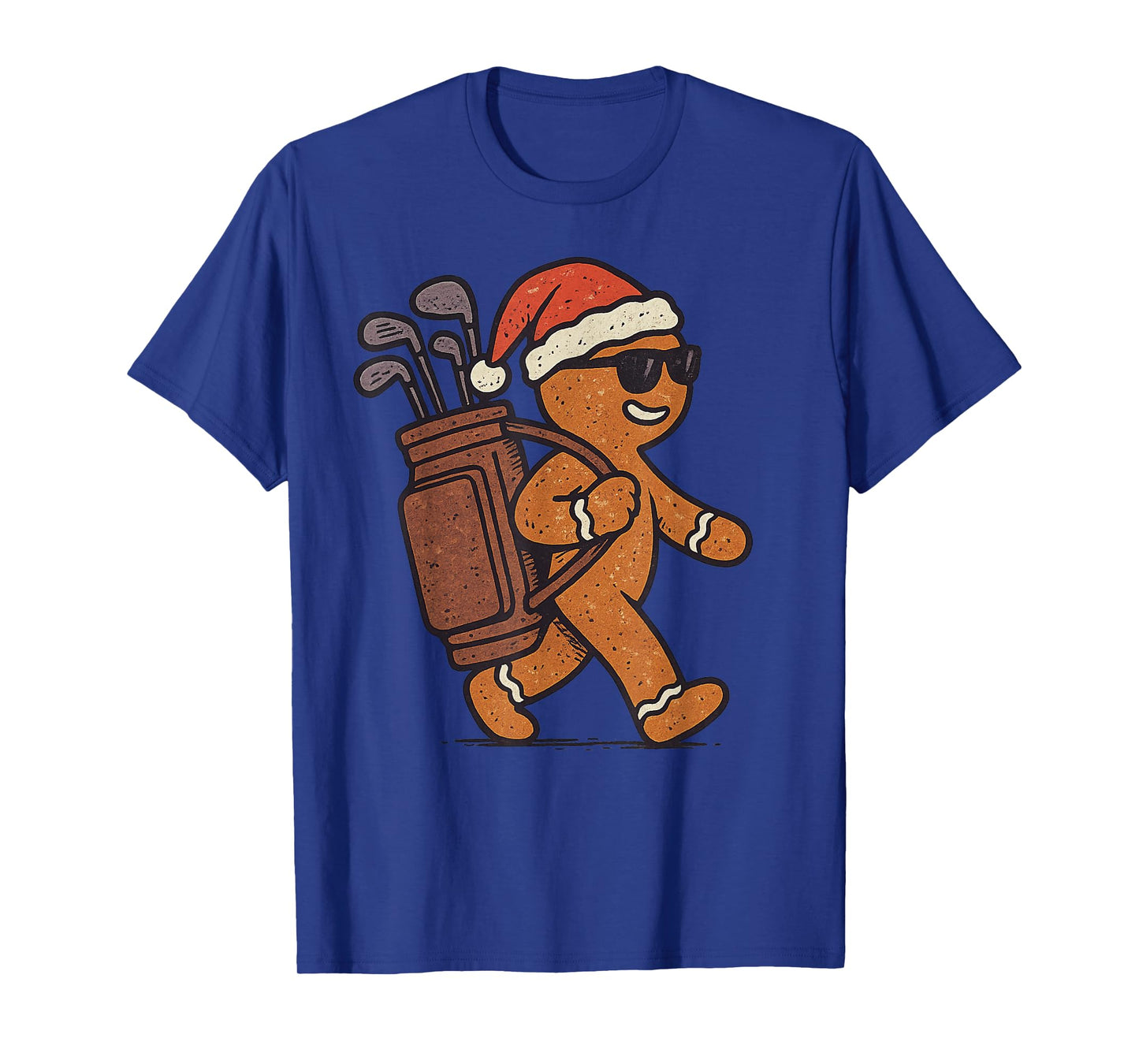 Gingerbread Playing Golf Christmas Vintage Funny Xmas T-Shirt