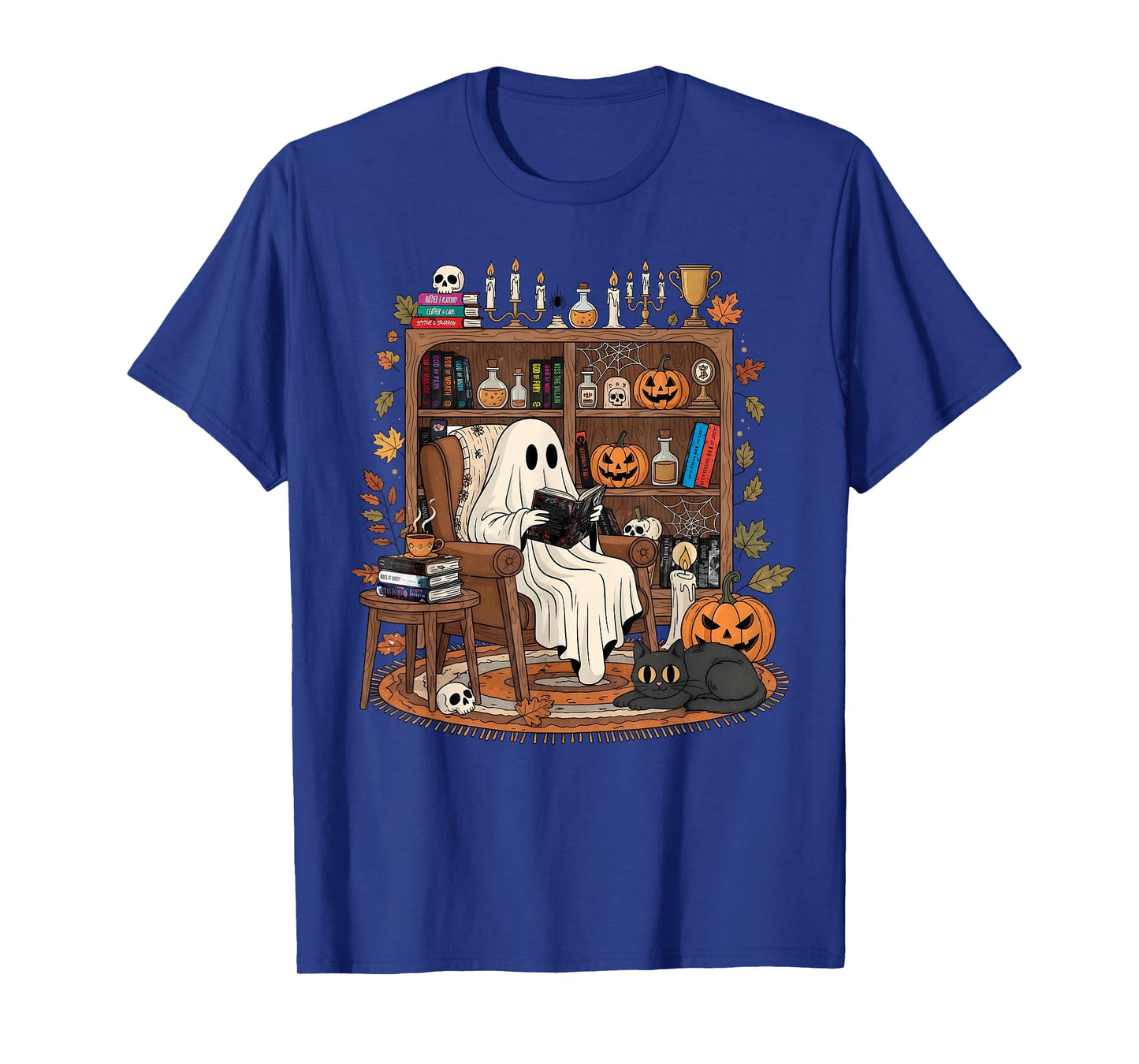 Ghost Library Reading Books Halloween Enthusiast Book T-Shirt