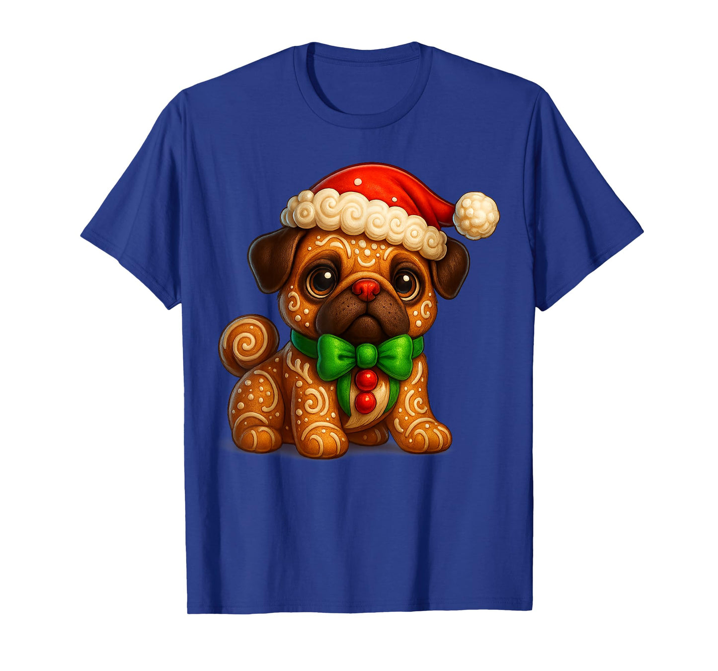 Funny Gingerbread Man Pug Santa Christmas Womens Mens Gifts T-Shirt