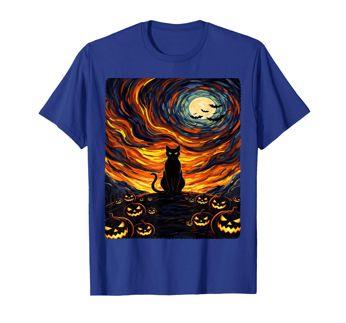 Halloween Black Cat Costume Van Gogh Starry Night Men Women T-Shirt