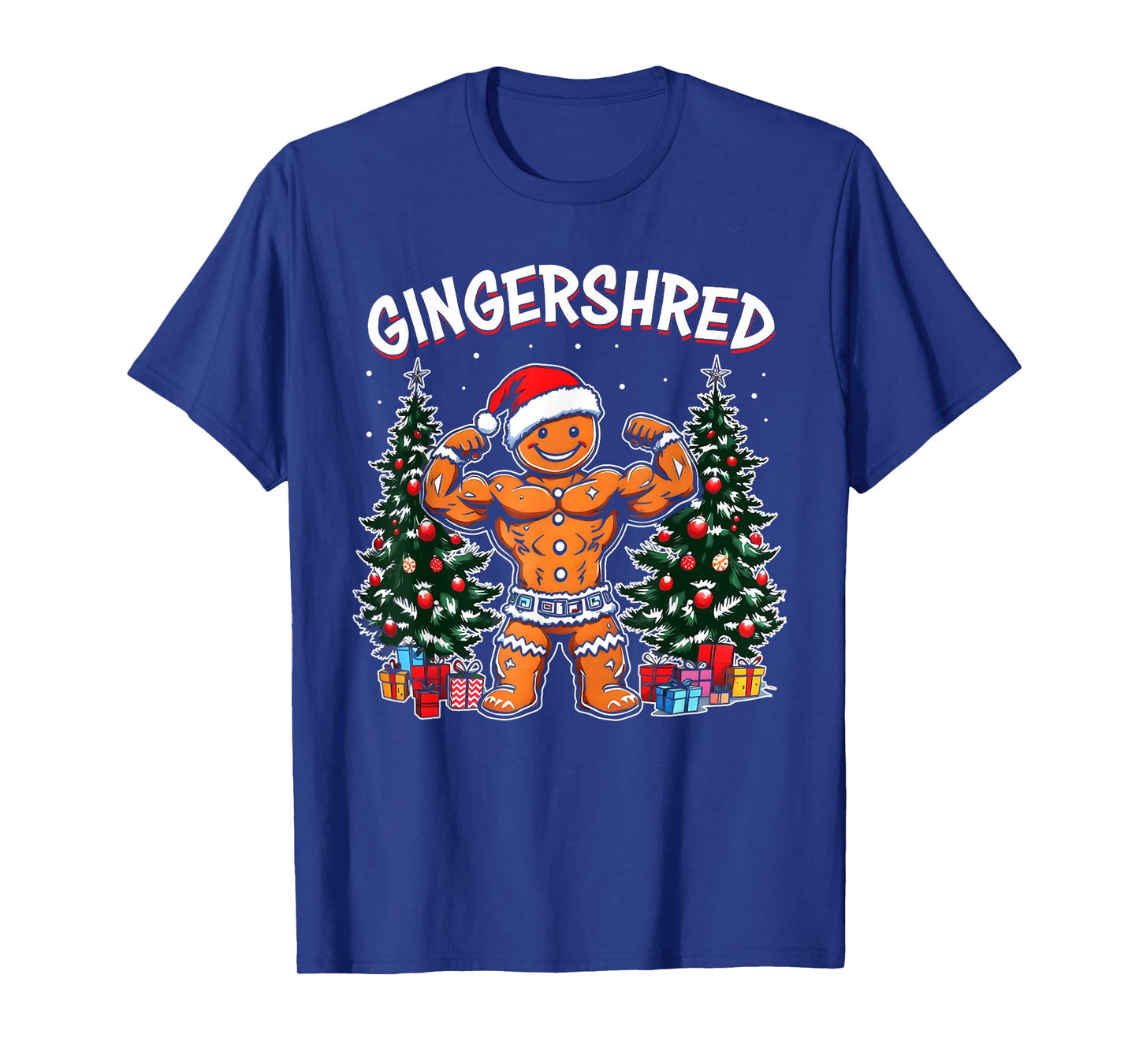 Gingershred Funny Gingerbread Man Gym Bodybuilding Christmas T-Shirt