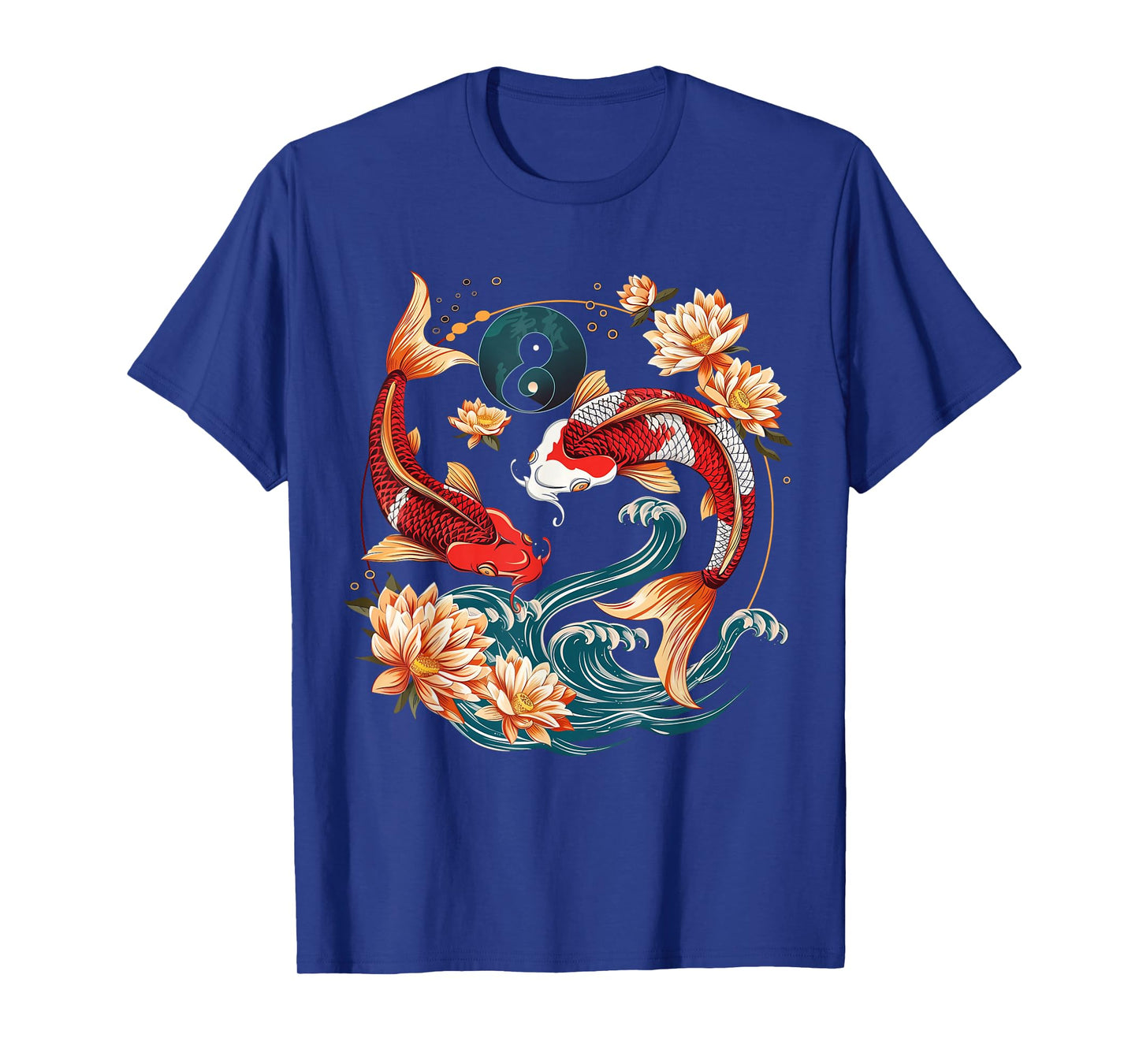 Japanese Koi Fish Vintage Lotus Flowers T-Shirt