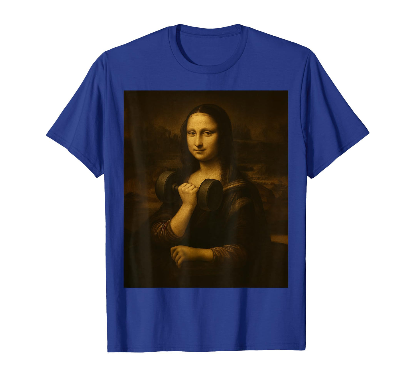 Funny Mona Lisa Dumbbell Curl Muscle Fitness Gym Lover T-Shirt