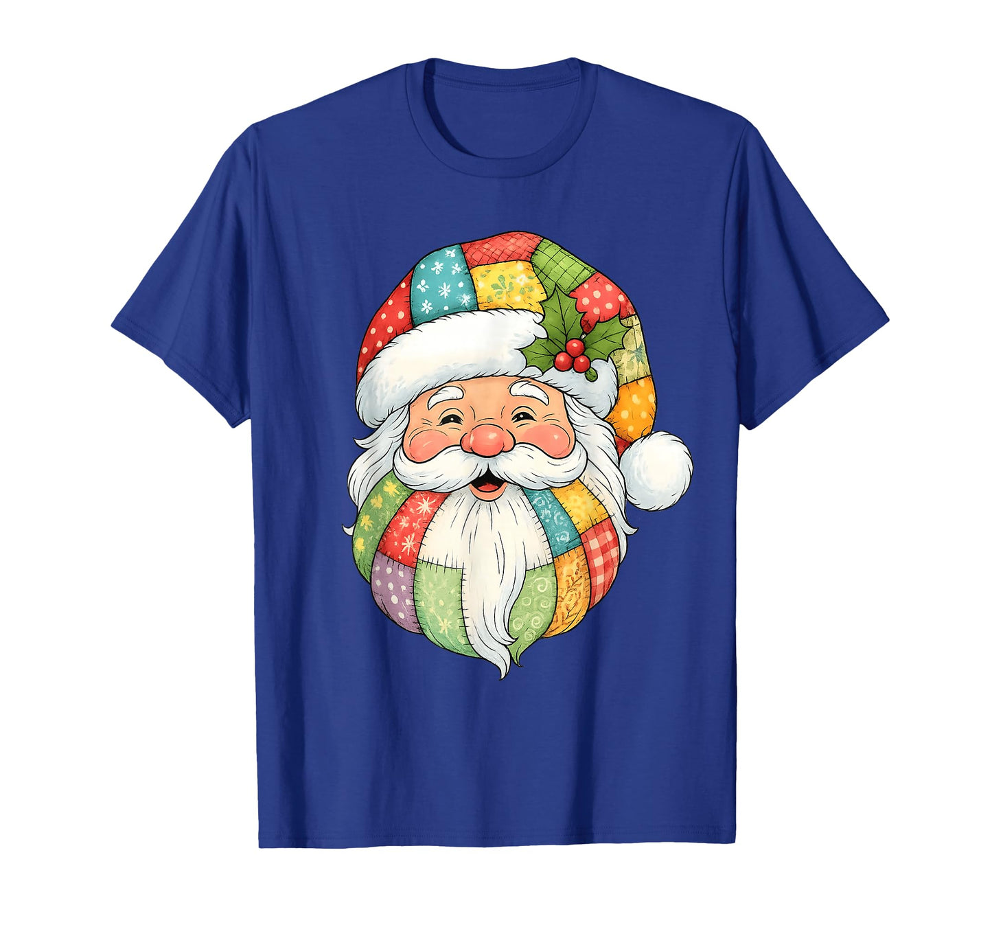 Retro Vintage Patchwork Santa Claus Christmas Men Women Kids T-Shirt