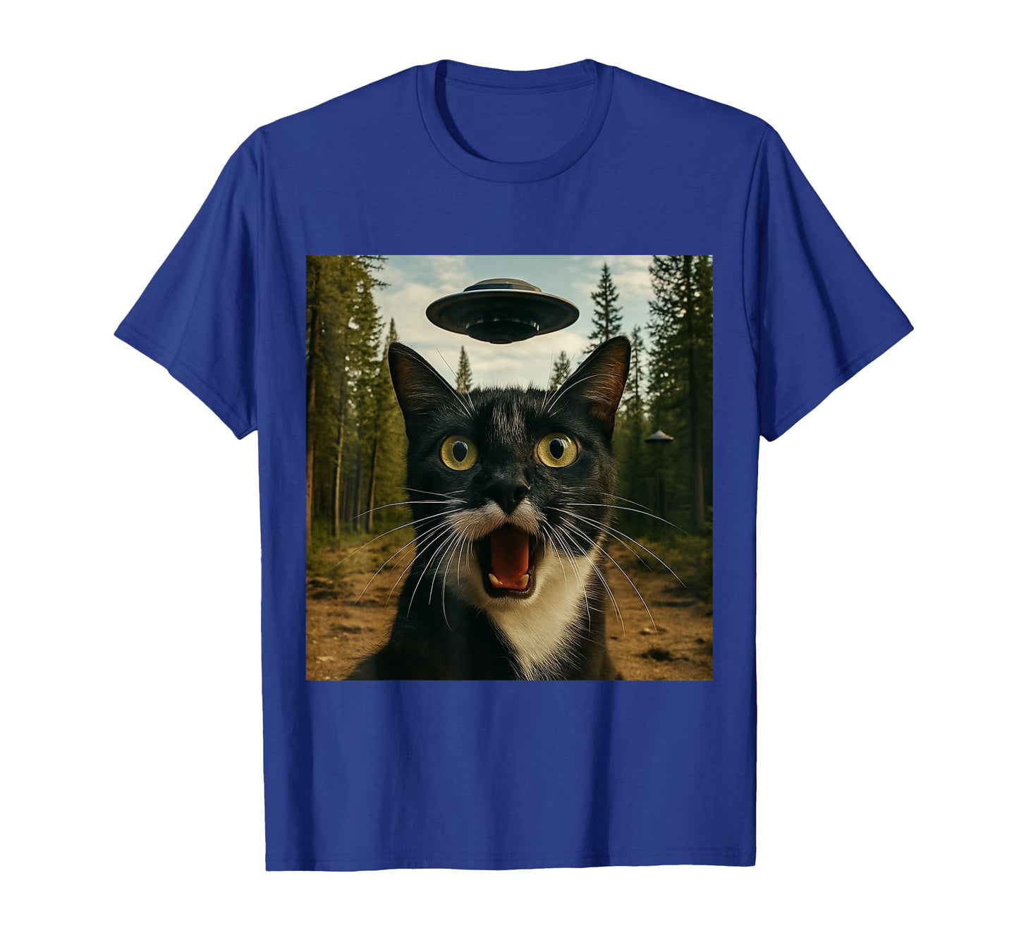 Extraterrestrial Encounter: Cat Selfie with UFO T-Shirt