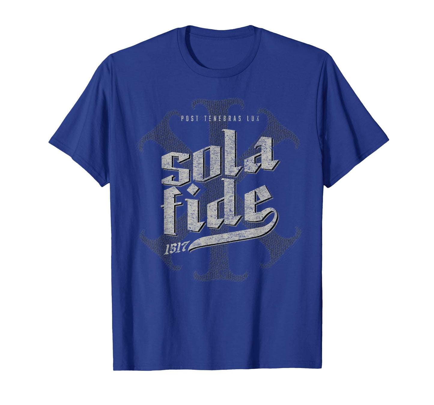 Sola Fide Post Tenebras Lux IX Christogram Retro Graphic T-Shirt