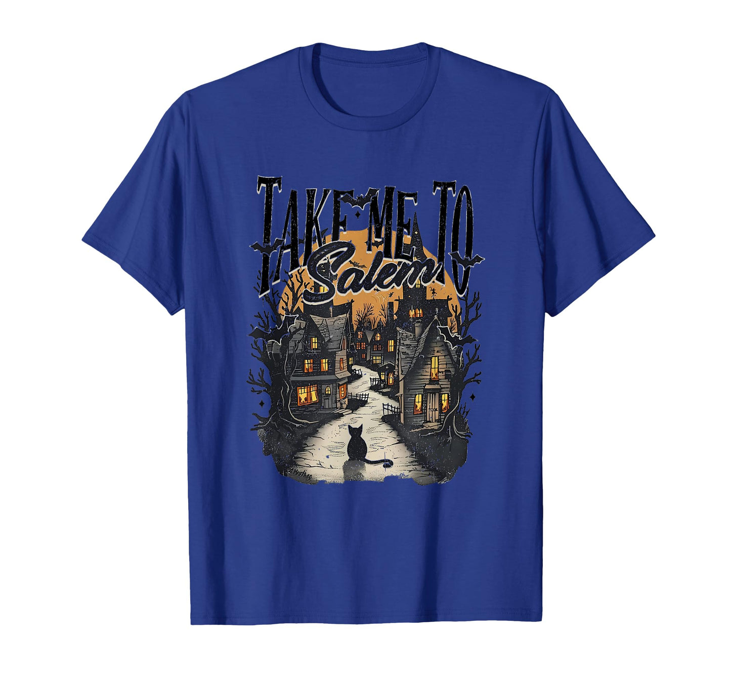 Take me to Salem Retro Halloween Black Cat Spooky Season T-Shirt