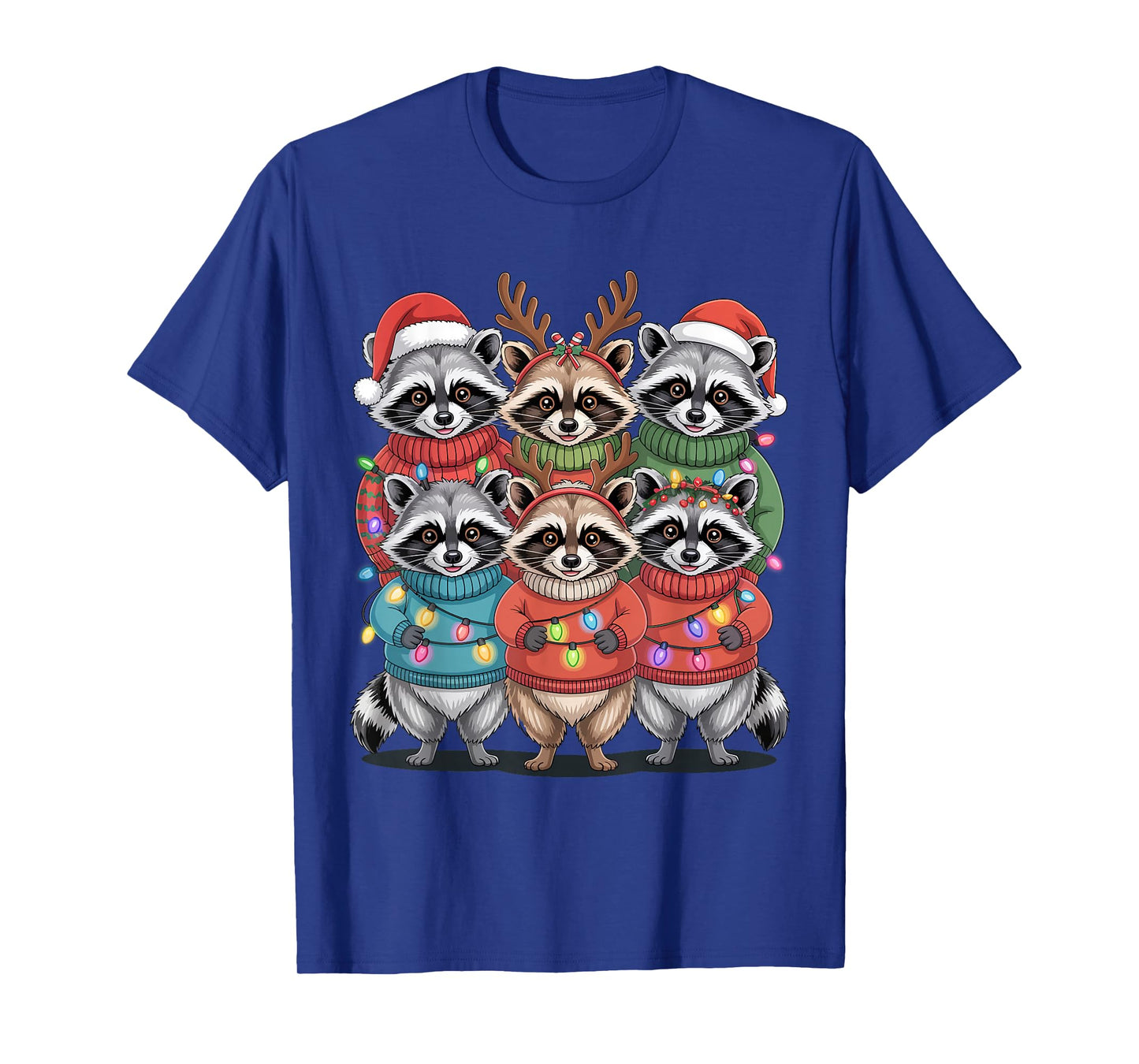 Christmas Lights Raccoon Santa Funny Xmas Tree for Men Women T-Shirt