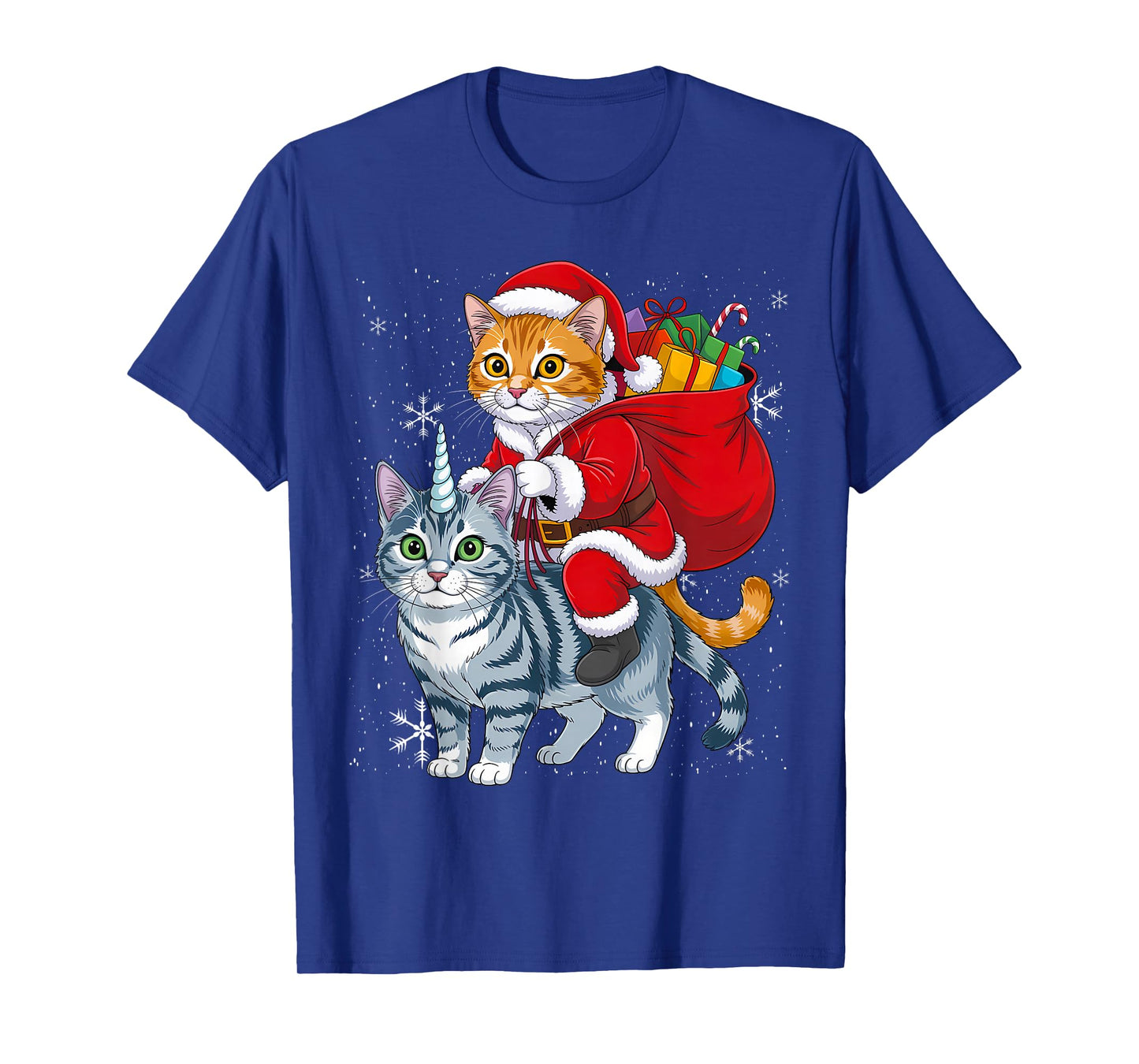 Cat Christmas Santa Caticorn Unicorn Meowy Catmas Xmas Girls T-Shirt