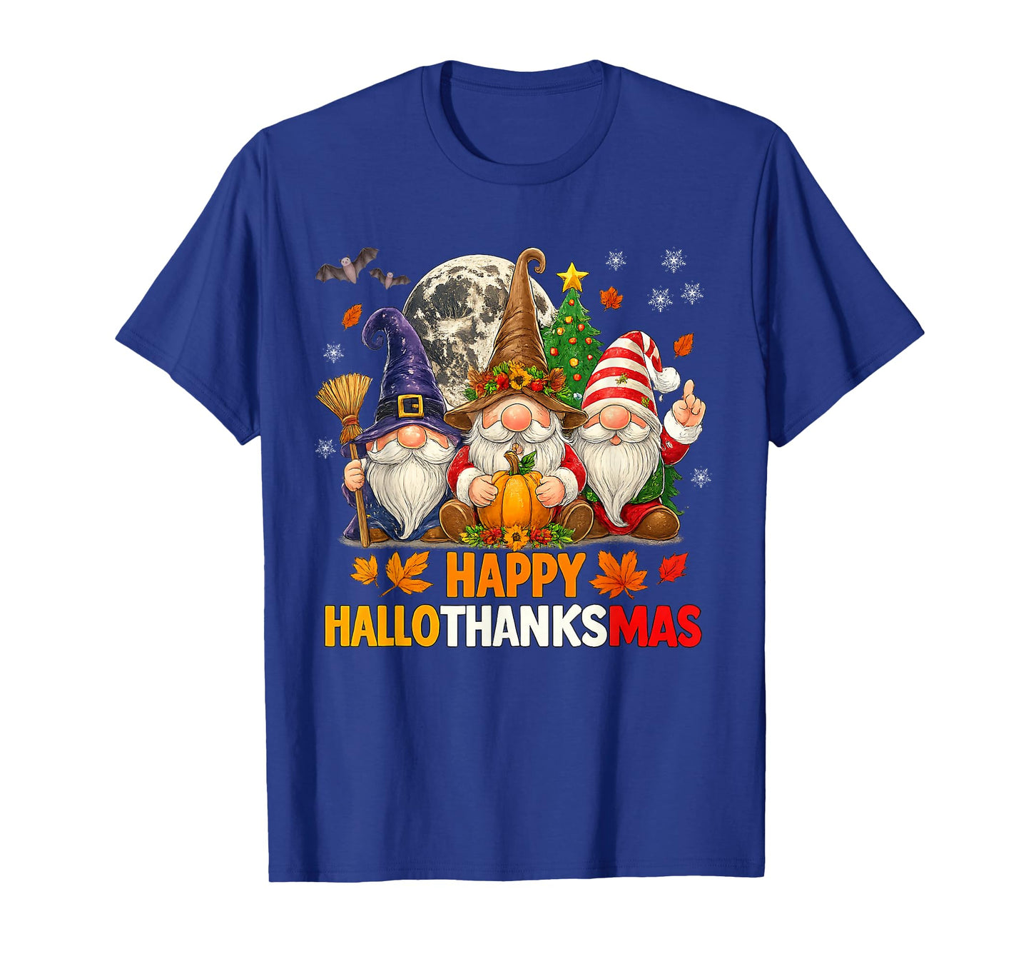 Happy Hallothanksmas Gnomes Lover Halloween Merry Christmas T-Shirt