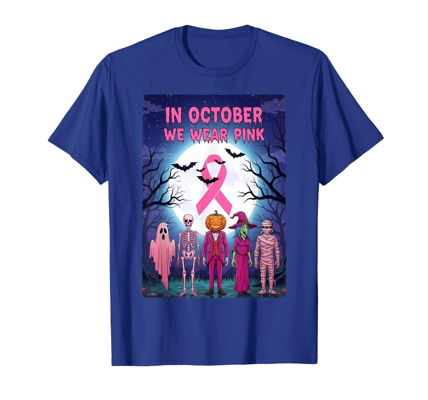Halloween in October We Wear Pink Breast Cancer Awareness T-Shirt