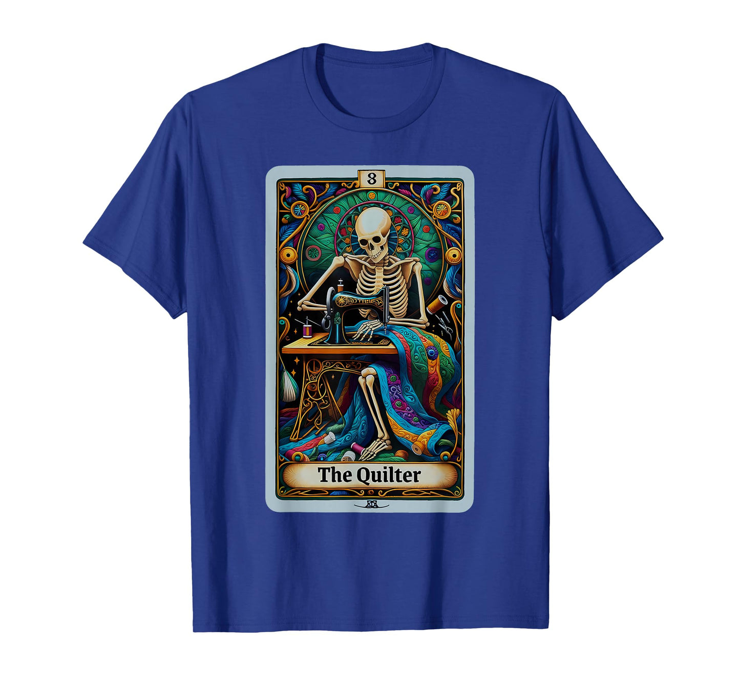 Quilter Tarot Card Skeleton Quilting Sewing Halloween Witch T-Shirt