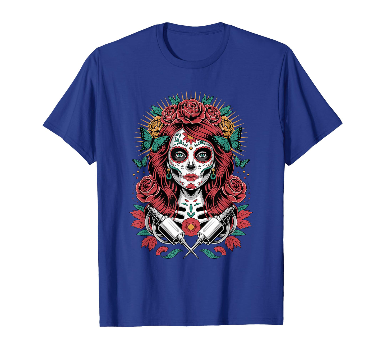 EL Dia DE Los Muertos Rose Girl Catrina V6- Dead Day T-Shirt