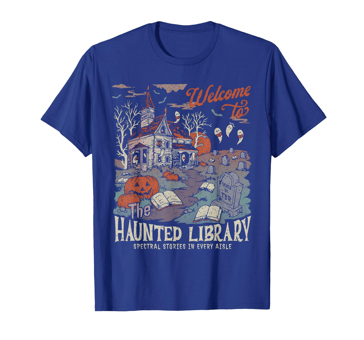 Retro Salem Welcome To The Haunted Library Bookish Halloween T-Shirt