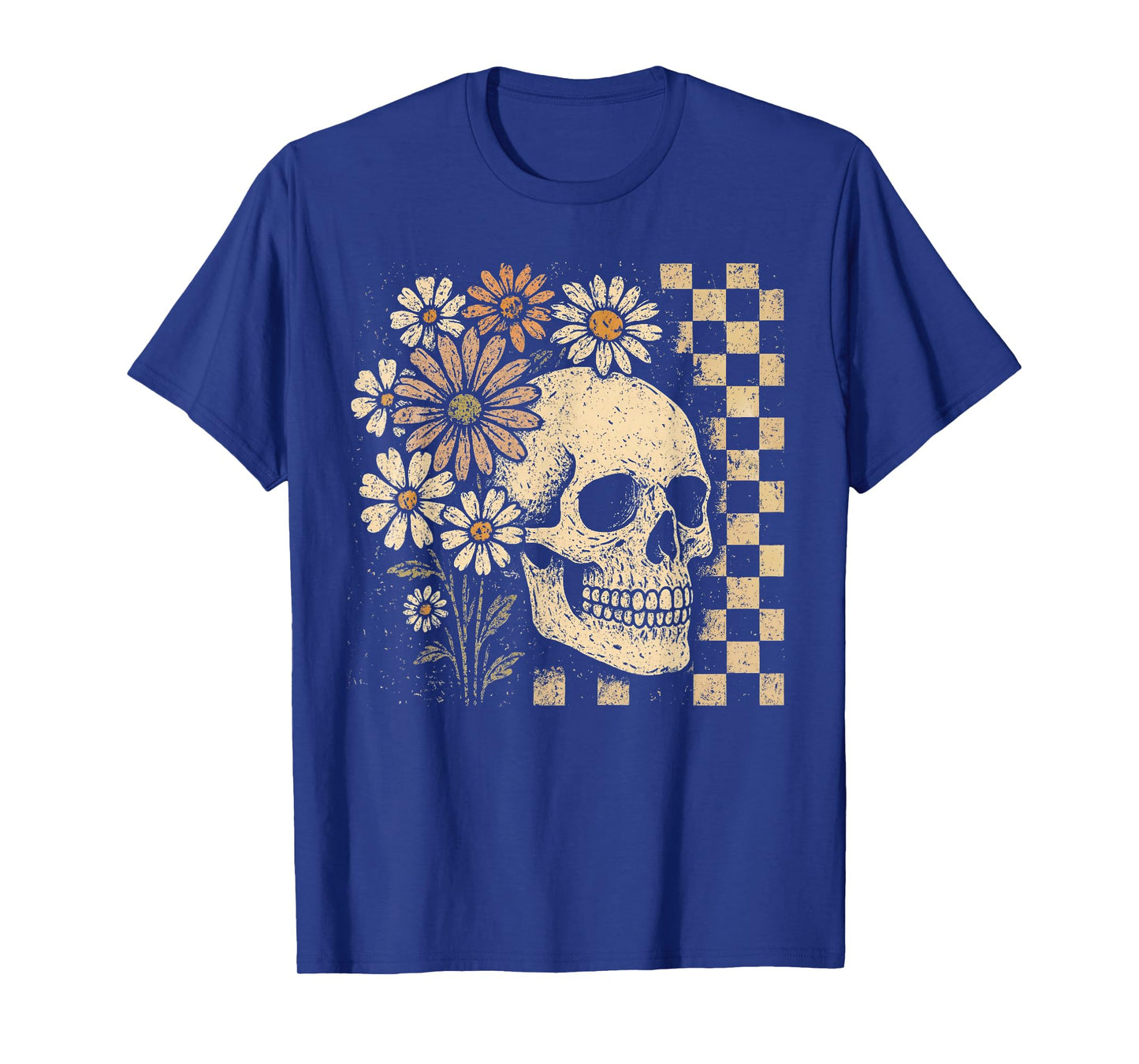 Skull Skeleton Wildflower Halloween Spooky Season Vintage T-Shirt