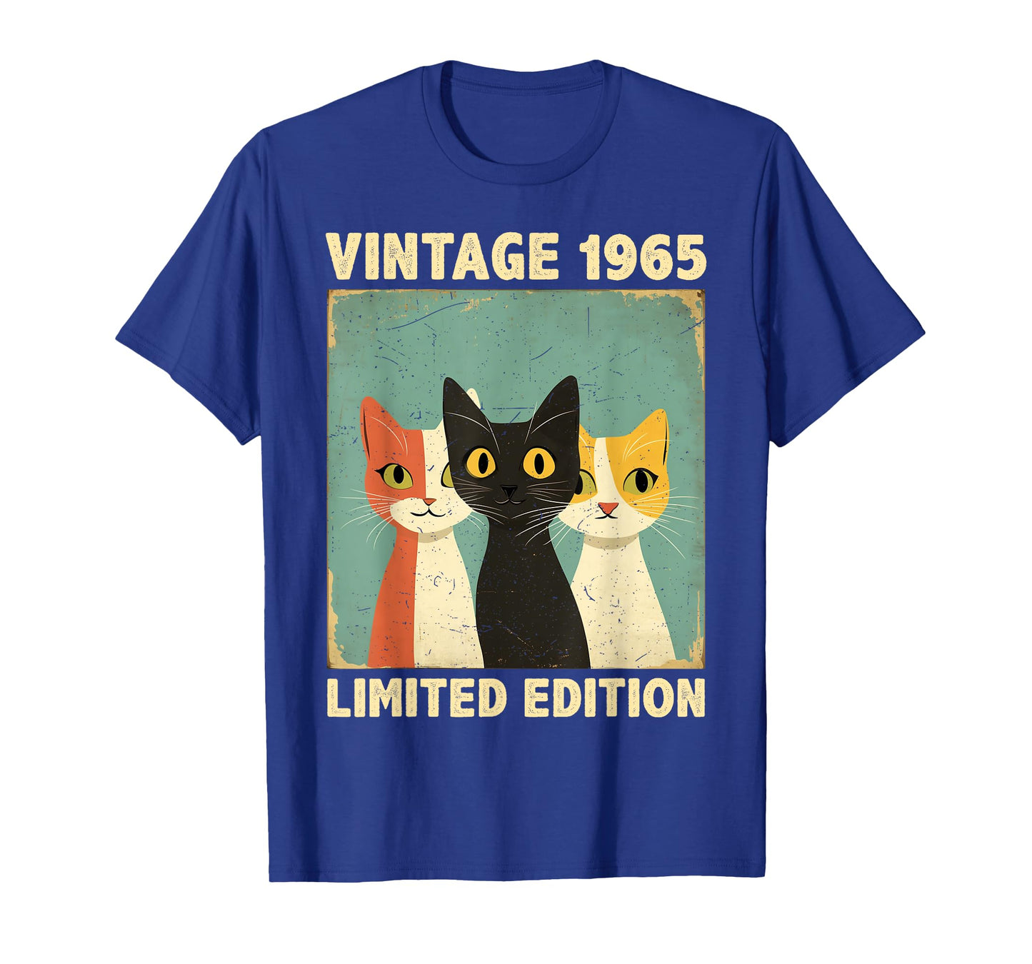 Funny 60 Years Old Gift Vintage 1965 Cat Lover 60th Birthday Men Women Kids T-Shirt