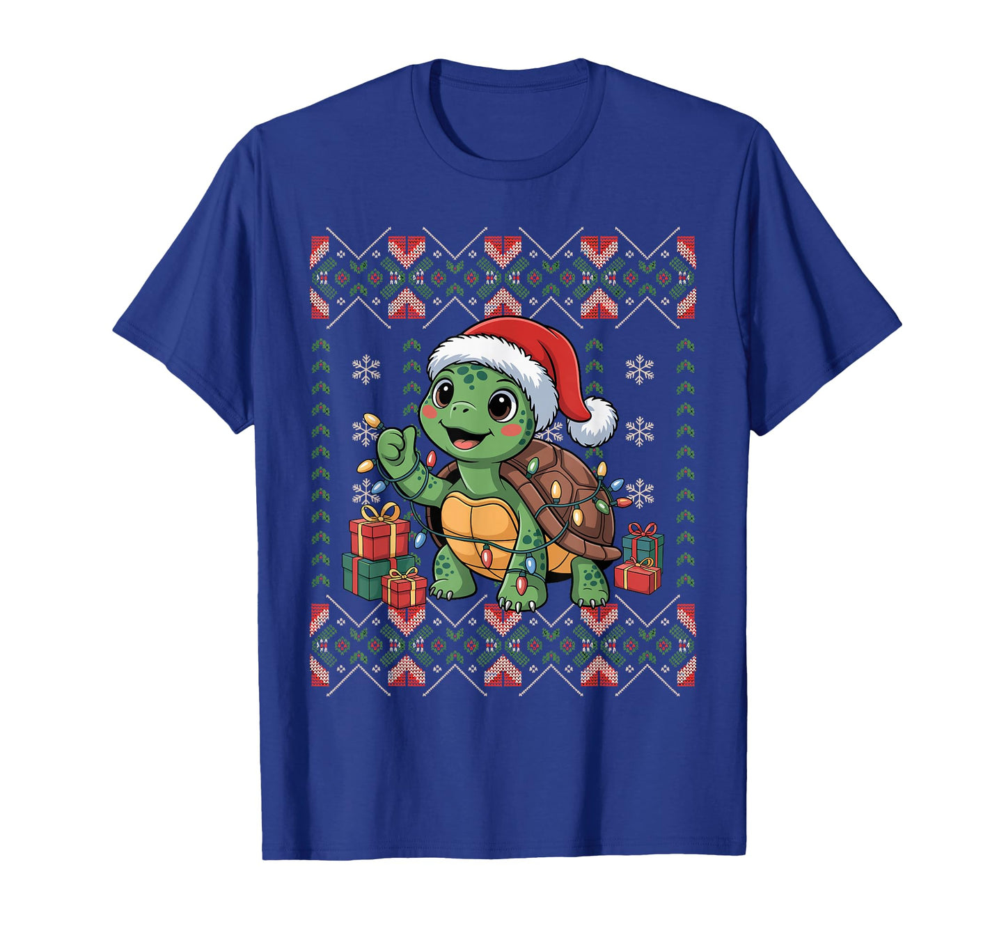 Santa Turtle Christmas Ugly Sweater Funny Holiday Pajamas T-Shirt