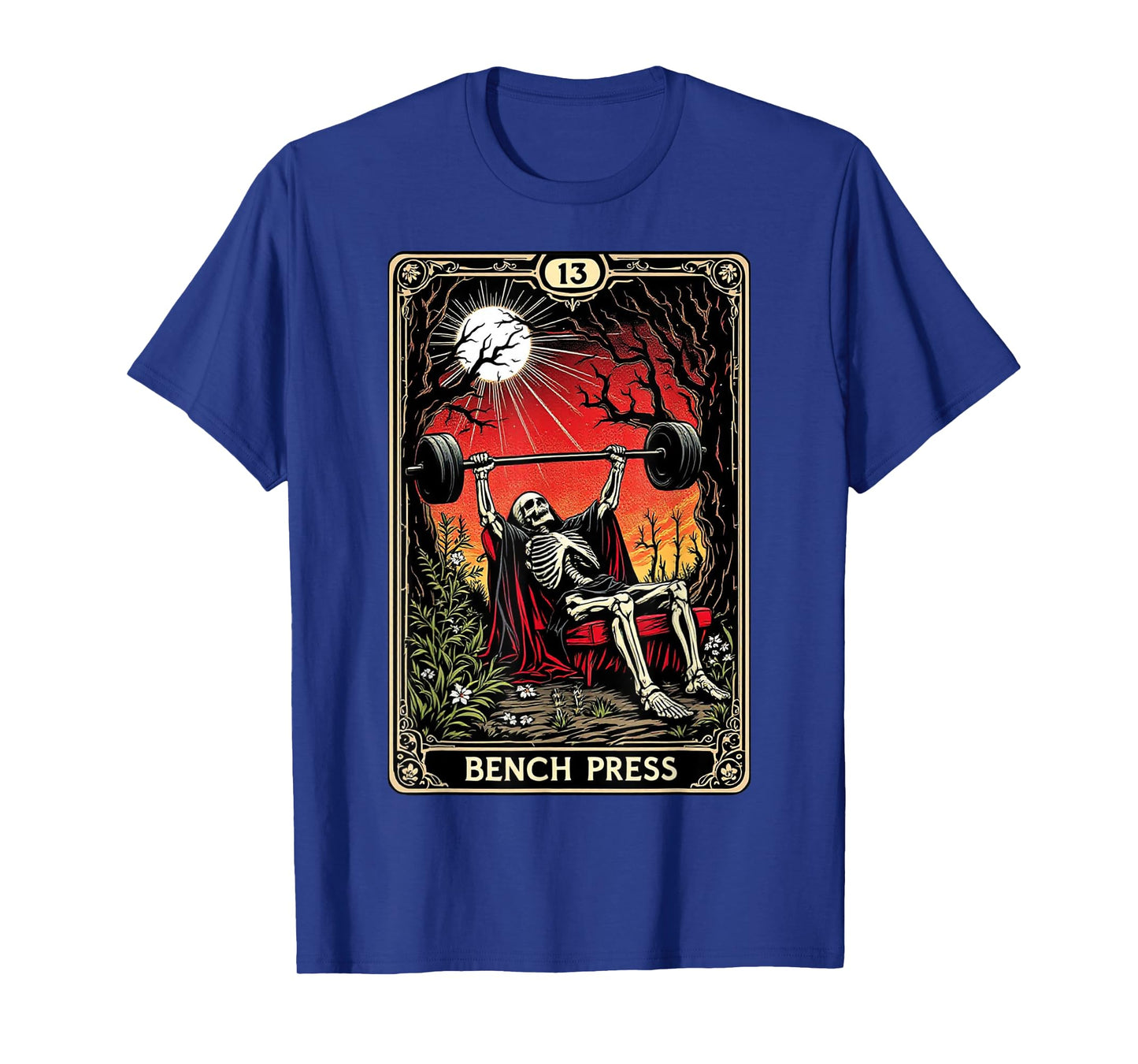 Funny Tarot Card Bench Press Gym Occult Workout Fitness T-Shirt