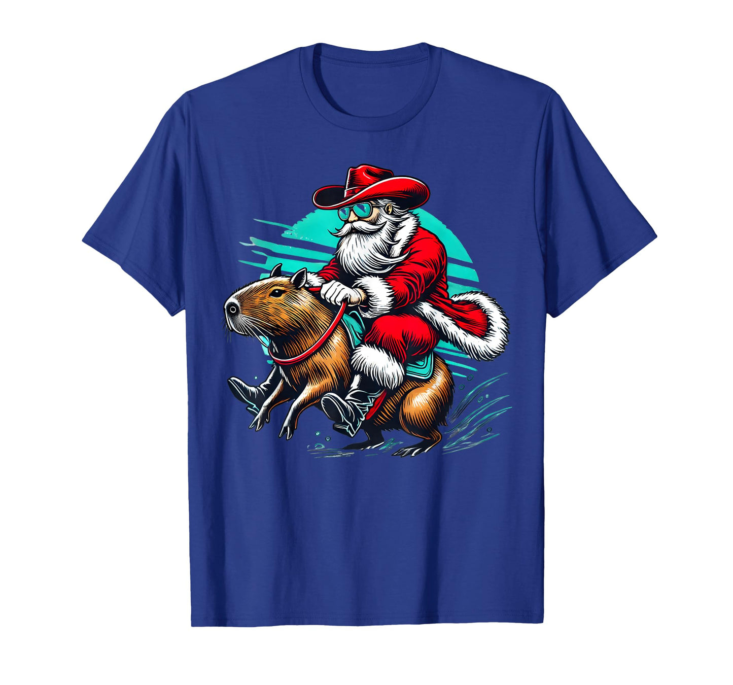 Santa Riding a Capybara Christmas Graphic T-Shirt