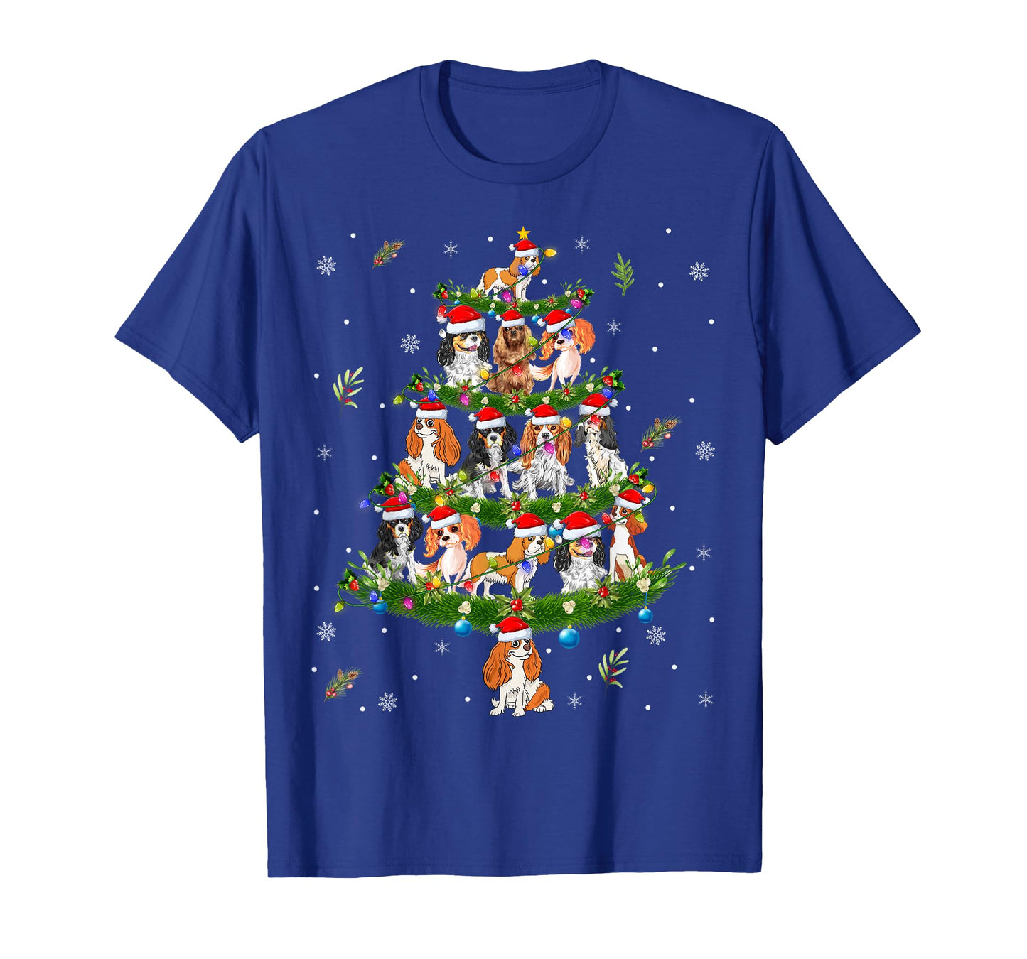 Cavalier King Charles Spaniel Dog Christmas Tree Lights T-Shirt