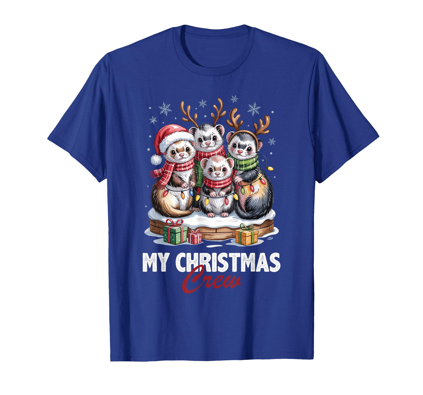 Ferret Christmas Crew Cute Pet Lovers Funny Holiday Pajama T-Shirt