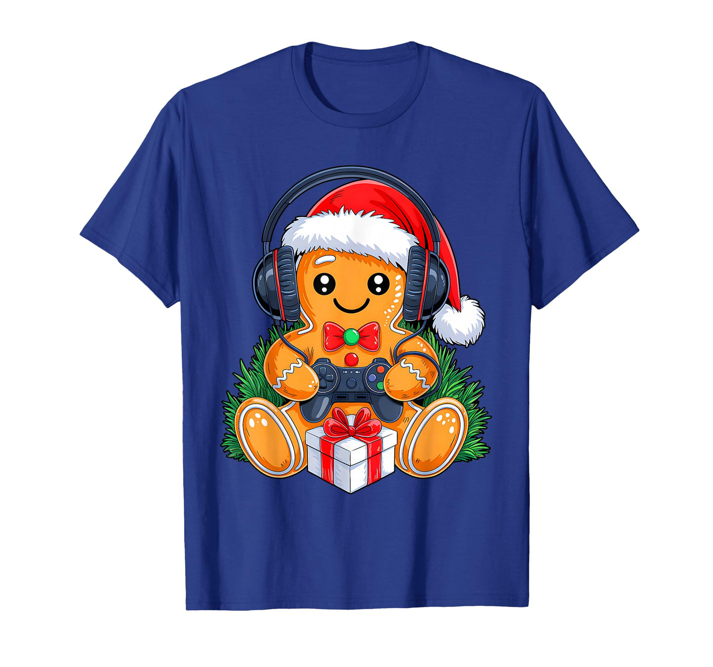 Funny Christmas Gamer Gingerbeard Xmas Gaming Men Boys Kids T-Shirt