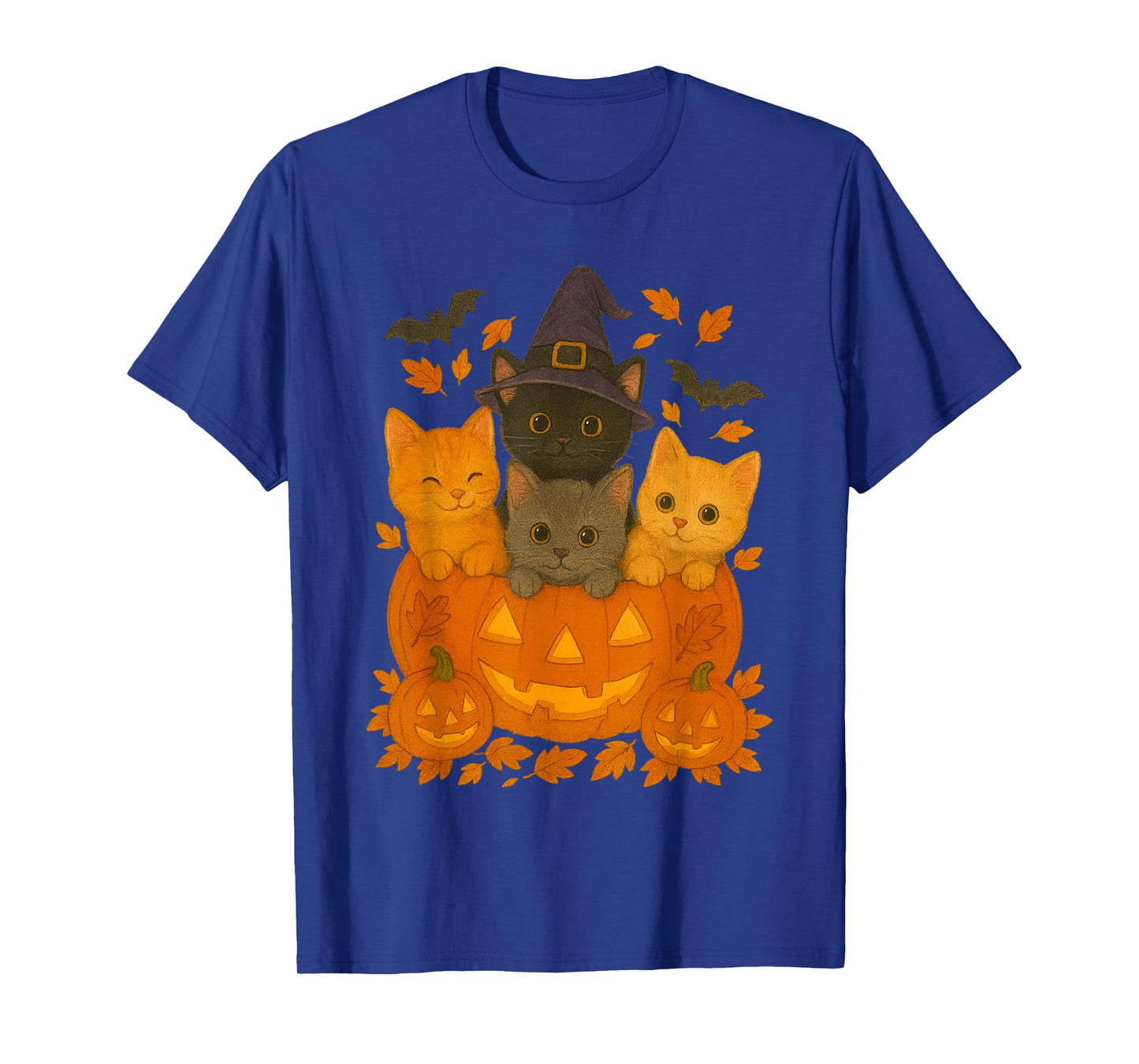 Halloween Cat Pumpkin Autumn Witch Hat Fall Charm Vibe Funny T-Shirt