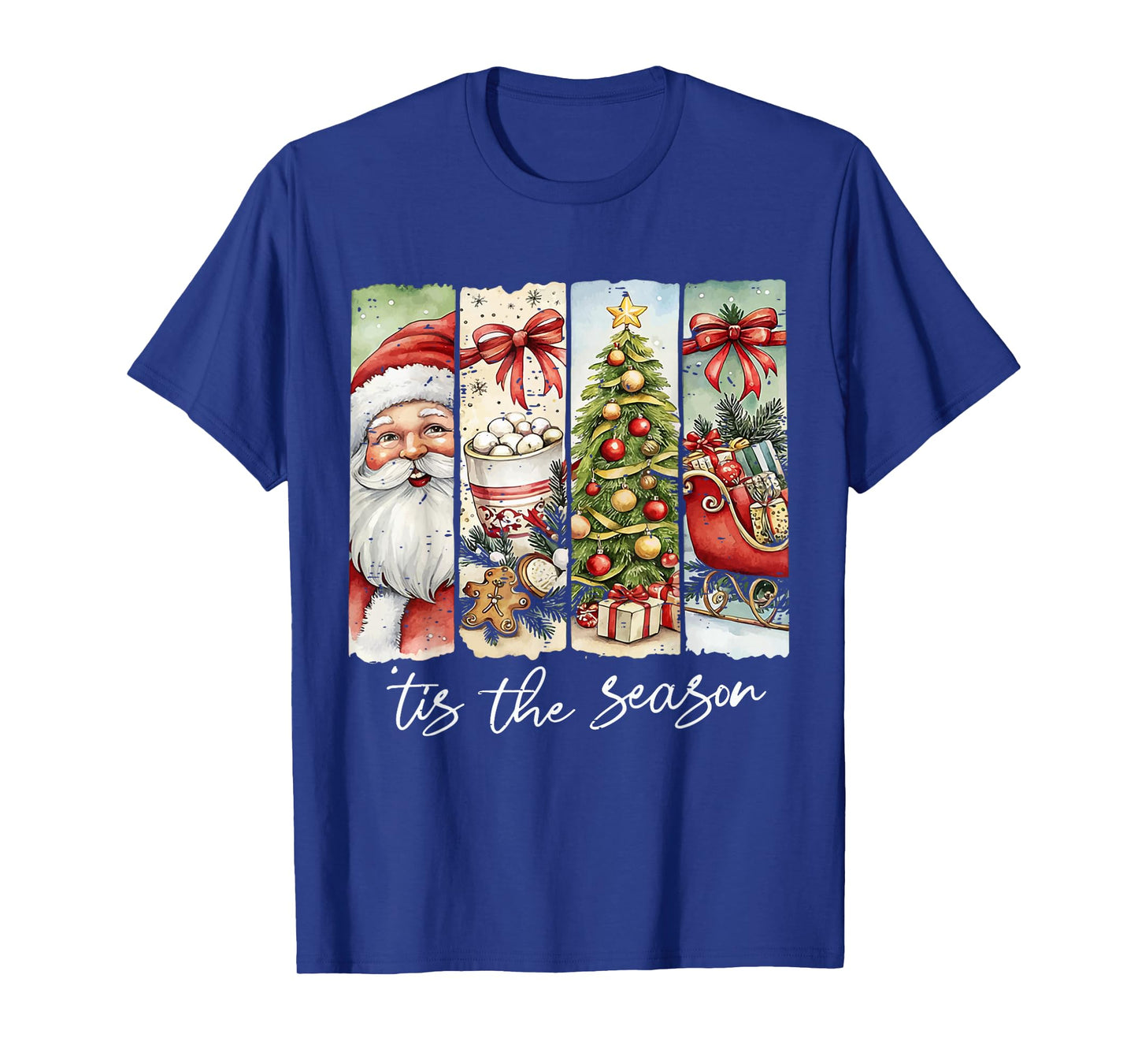 Vintage Funny Tis The Season Merry Christmas Santa Cute Xmas T-Shirt