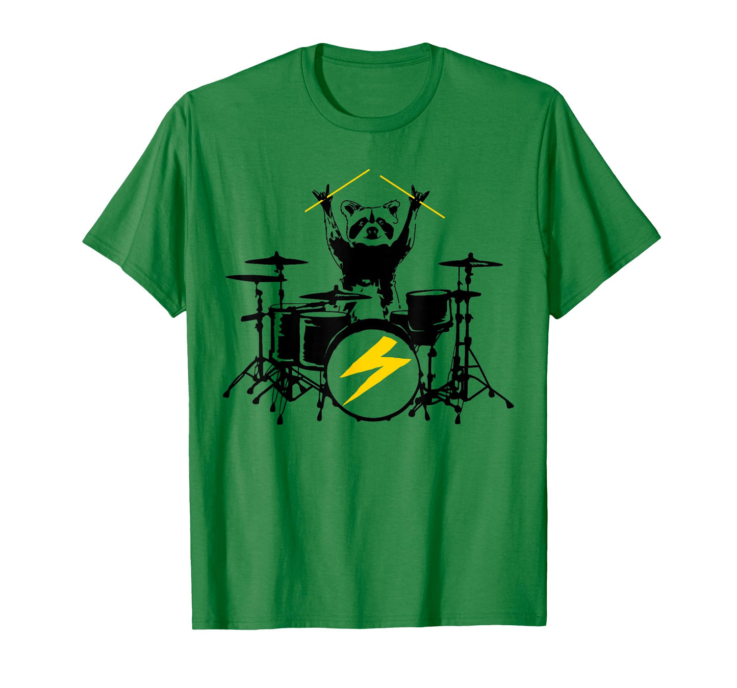 Funny Raccoon Playing Drum Kit Graphic T-Shirt