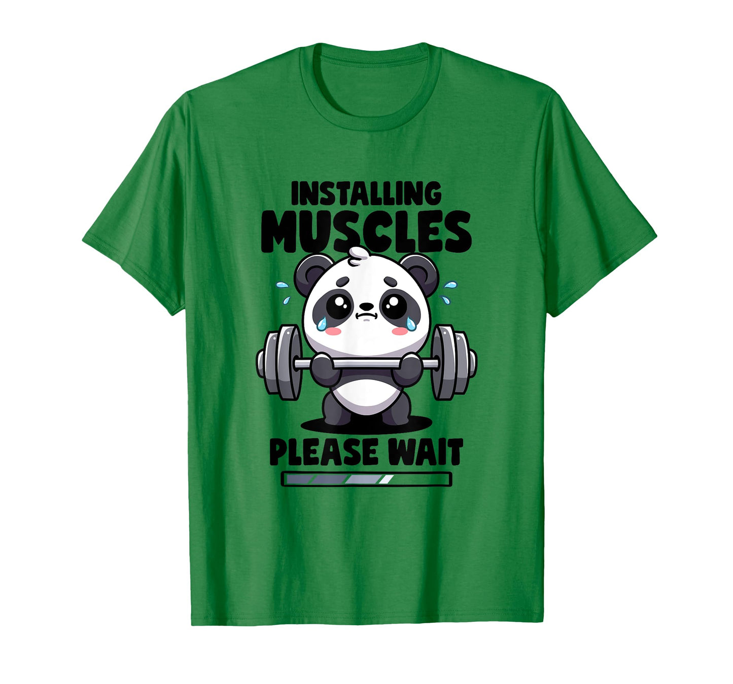 Installing Muscles Please Wait Panda Lifting Gym Quote Panda T-Shirt