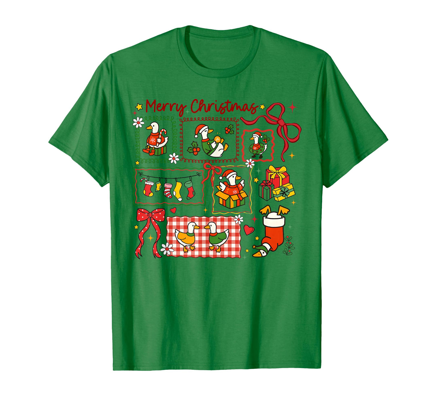 Cute Merry Christmas Goose Holiday Coquette Bow Girl Women T-Shirt