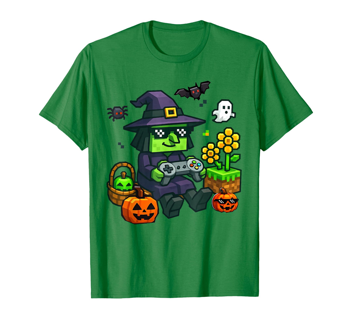 Halloween Costume Kids Girl Boy Game Gamer Pixel Ghost Witch T-Shirt