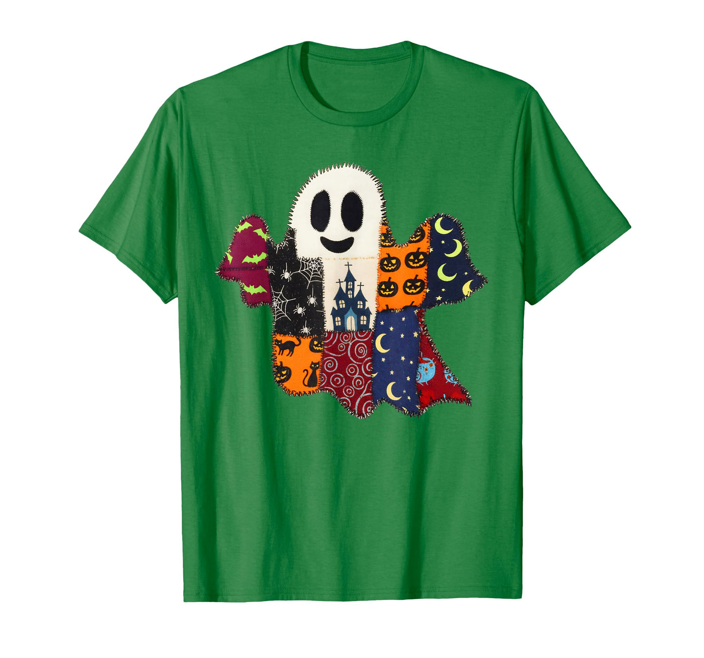 Halloween Vibes Spooky Season Pumpkin Patchwork Boo Ghost T-Shirt