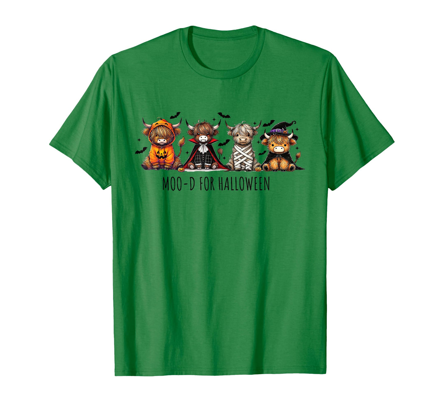 Cute Highland Cow Halloween Costume Pumpkin Witch Vampire T-Shirt