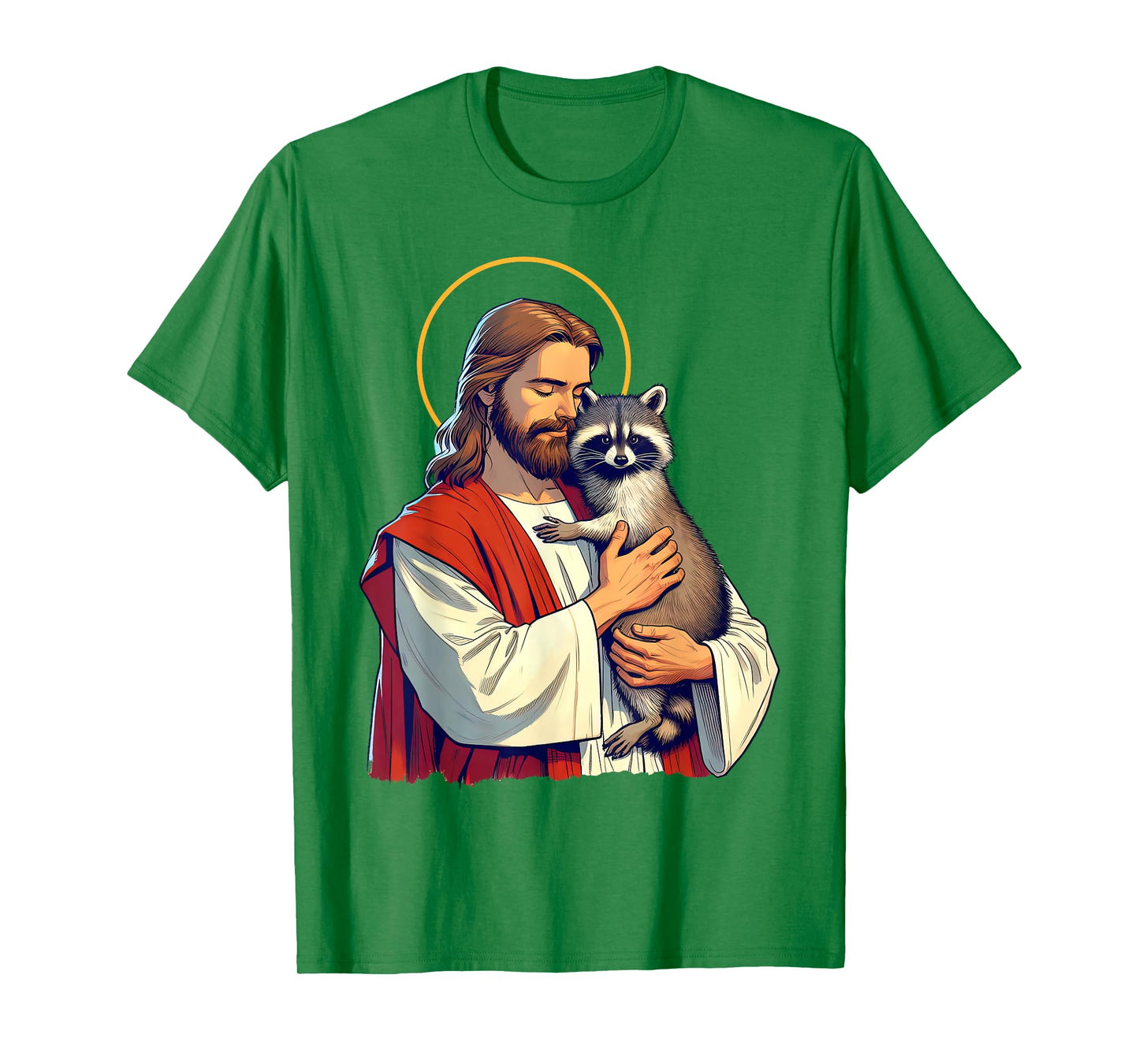 Racoon Lover Trash Eater Christian Jesus Holding A Racoon T-Shirt