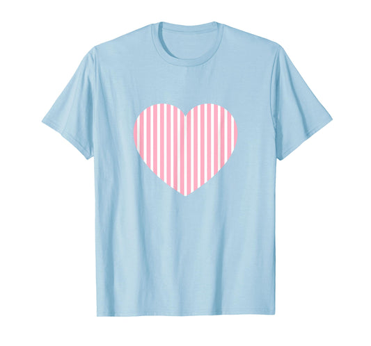 Cute Pastel Rose Pink White Vertical Line Stripes Minimalist T-Shirt