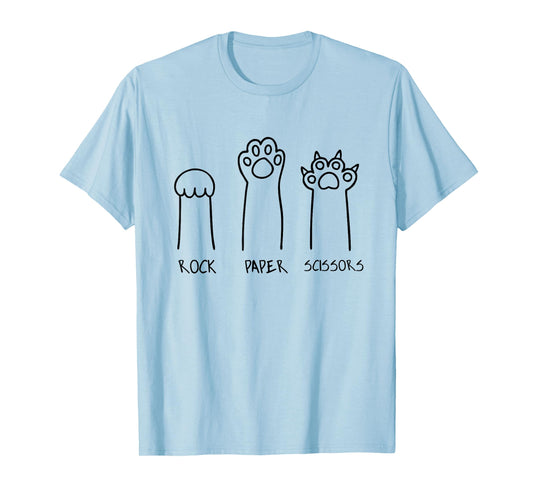 Rock Paper Scissors Hand Game Cute Paw Funny Cat Introvert T-Shirt
