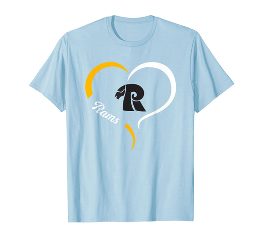 Rutherford Rams Logo Half Heart Slogan HS T-Shirt
