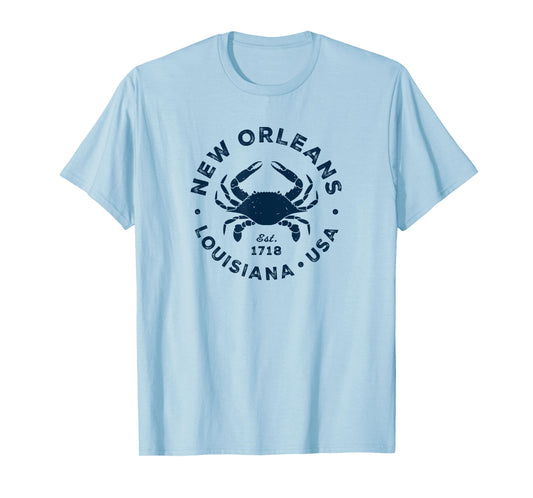 New Orleans Louisiana Vintage Blue Crab Vacation Souvenir T-Shirt