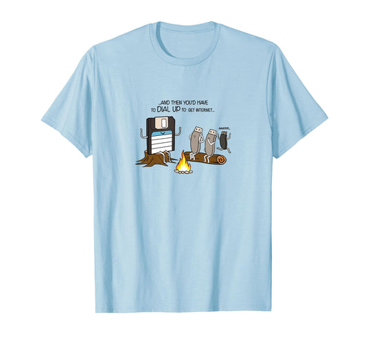 Floppy Disk & USB Drives, Dial-up Tones, Funny Old Tech Meme T-Shirt