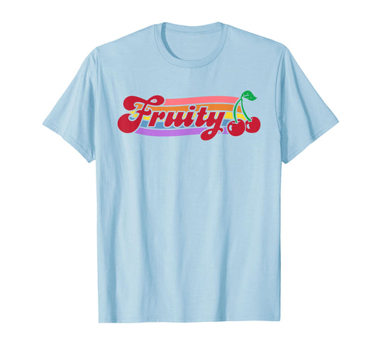 Vintage Fruity Cherry Nonbinary Lesbian Subtle Pride Sapphic T-Shirt